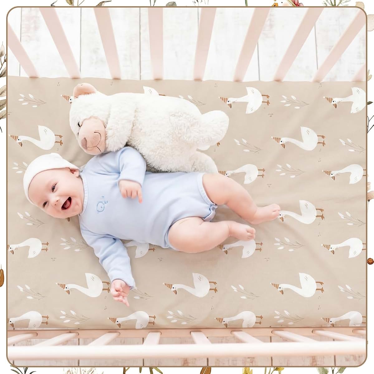 Silly Goose 4 Pack Baby Bassinet Sheets, Stretchy Knit Fitted Cover, 32 x 16 Inch