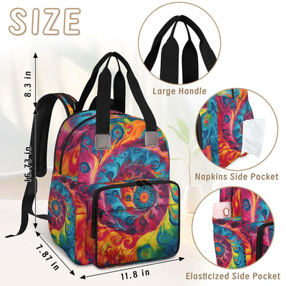 Skonsati Colorful Spiral Fire Baby Diaper Bag Backpack with USB Charging Port