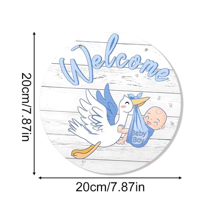 Baby Welcome Wreath Sign | Artificial Wood Nursery Decor