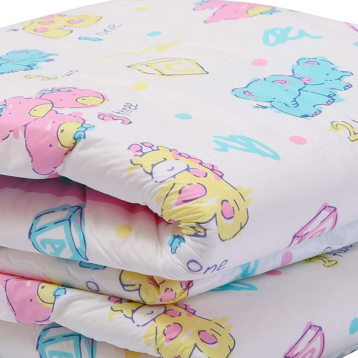 Littleforbig Adult Printed Diaper, 80 Pieces (8 Packs), Vintage Baby Print, Large 36 to 46 Inch