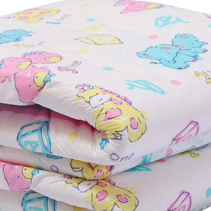 Littleforbig Adult Printed Diaper, 80 Pieces (8 Packs), Vintage Baby Print, Large 36 to 46 Inch