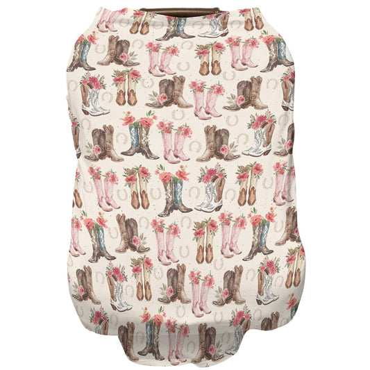Selgkds Western Cowboy Boots Floral Baby Car Seat Cover
