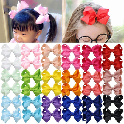 BabyOneStop 40-Piece Hair Bows and Clips Set for Baby Girls, 3-Inch Alligator Clips, Ponytail and Pigtail Holders