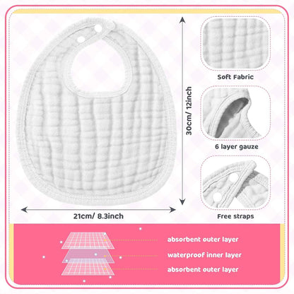 Frienda 6 Pack Muslin Baby Bibs Bandana Drool Bibs Pink Series Cotton 6 Months+