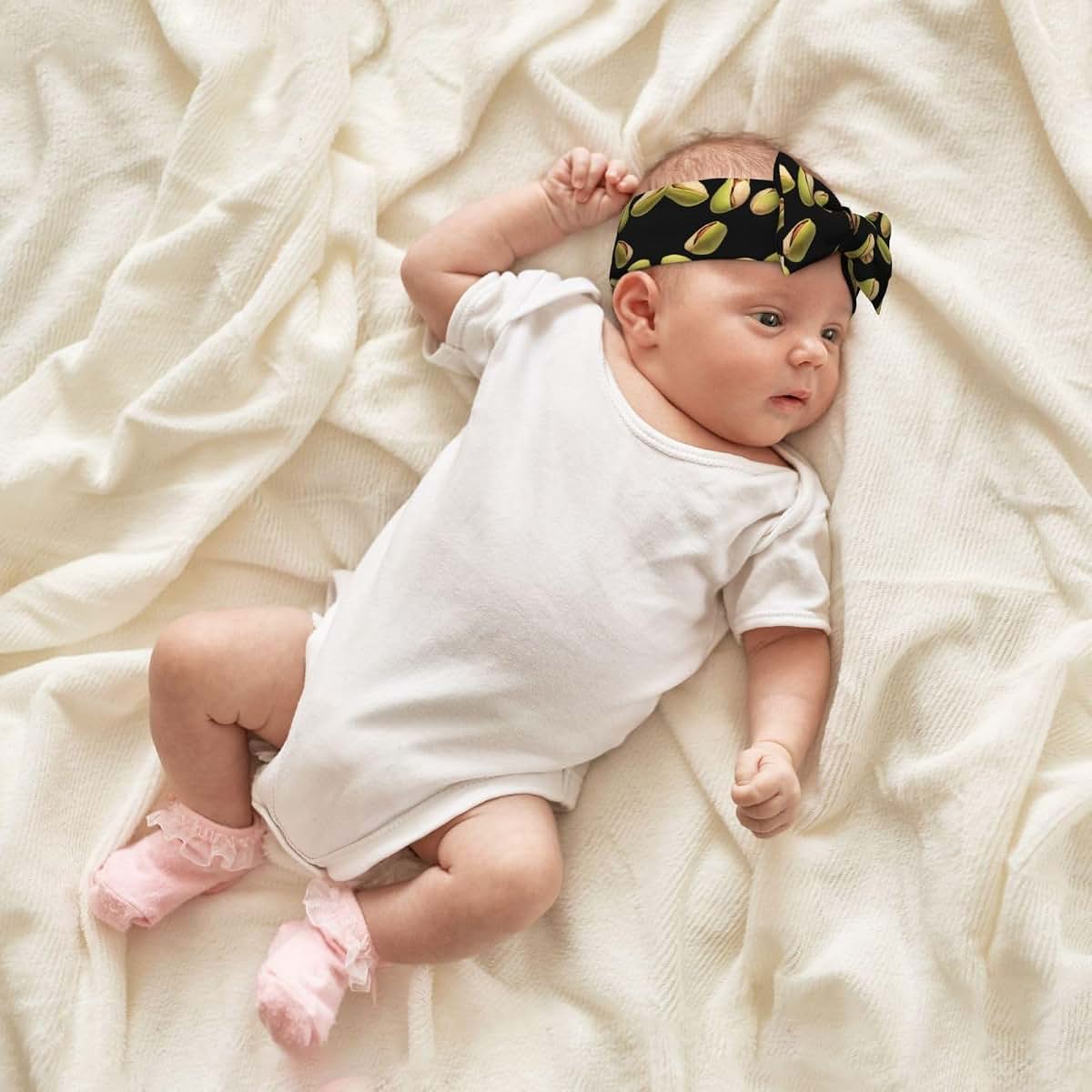 Broleo Pistachios Always Smile Prints Baby Bow Headband (photo 4)