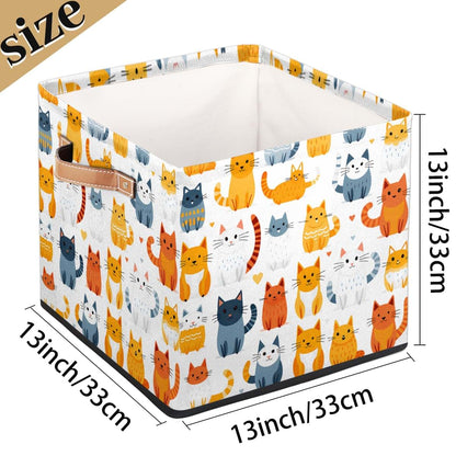 13x13 Inch Polyester Storage Basket Bin With Cats Pattern