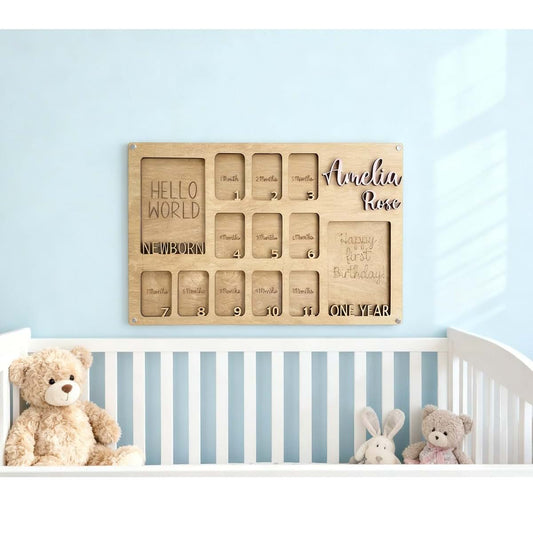 Andisijq My First Year Photo Frame Personalized Baby Milestone Keepsake