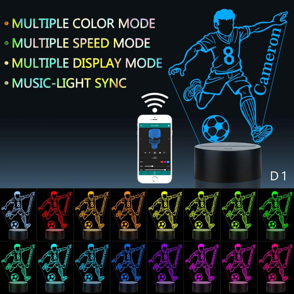 CTMade Personalized Soccer Table Light With Custom Name (photo 3)