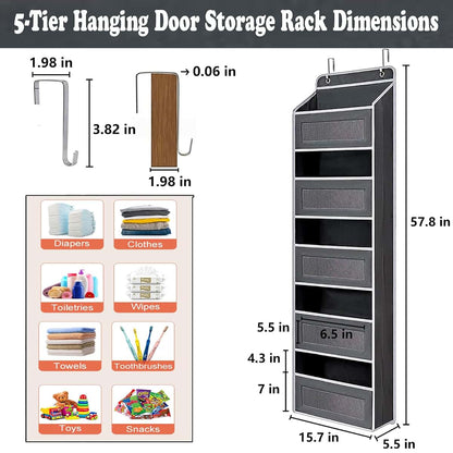 Coraltree Over The Door Organizer, 5-Tier Hanging Storage In Black (photo 3)