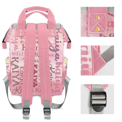 LiSoAkWE Gradient Rose with Name Personalized Diaper Bag Backpack with Name,Customized Nappy Backpack for Baby Girls (photo 4)