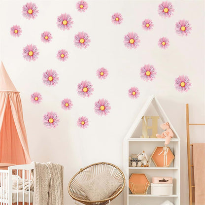 Sacinora Pink Daisy Flower Wall Stickers | DIY Floral Art Decals for Nursery Room