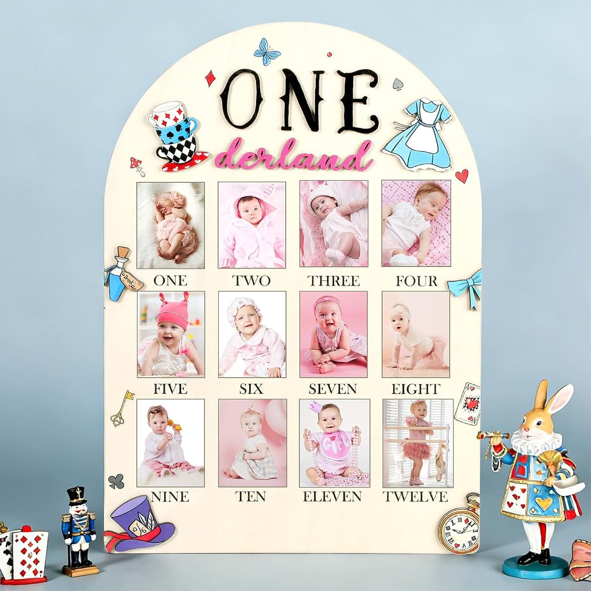 My First Year Photo Board 12 Month Wonderland Wood Board