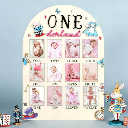 My First Year Photo Board 12 Month Wonderland Wood Board