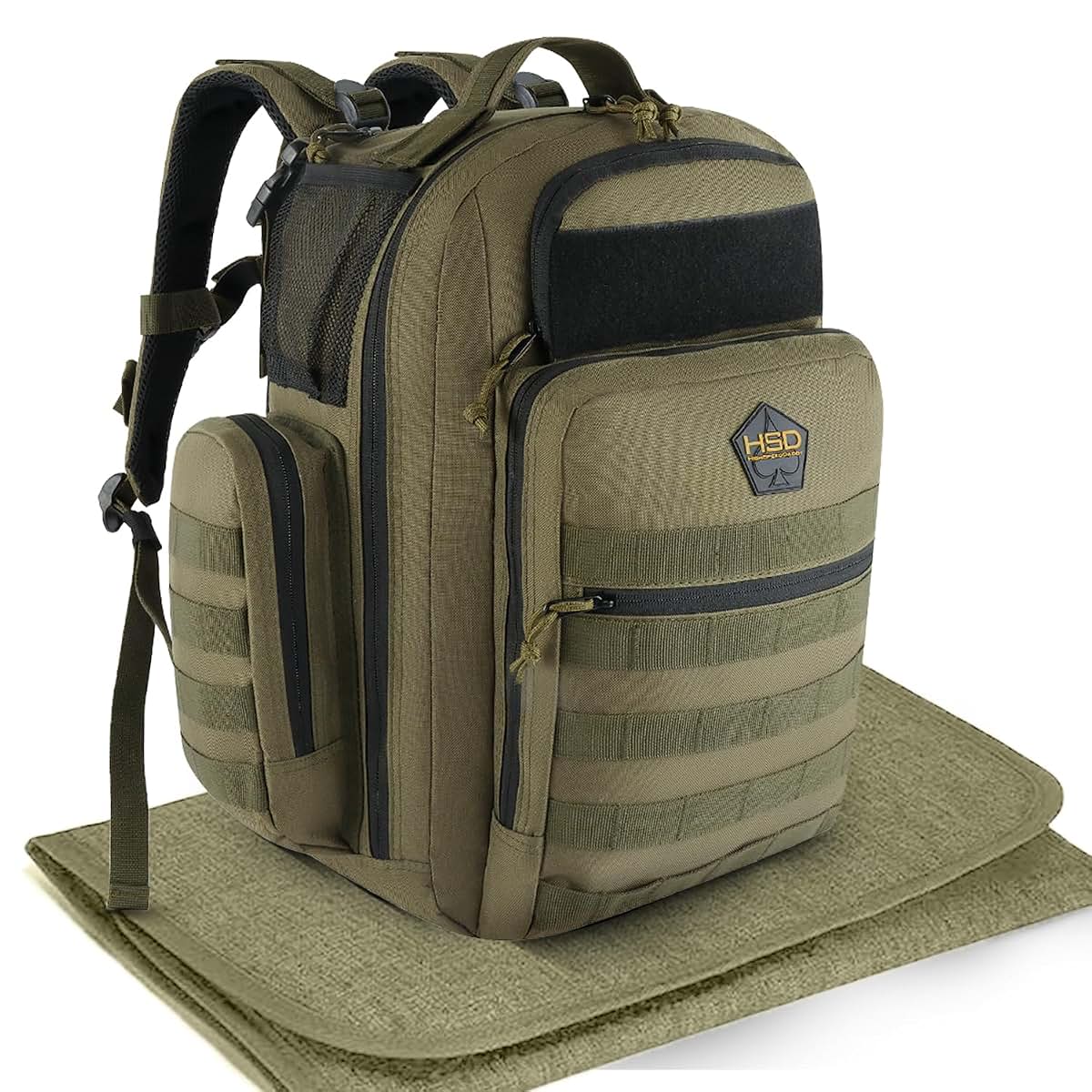 HighSpeedDaddy Diaper Bag Backpack with Changing Mat in Ranger Green
