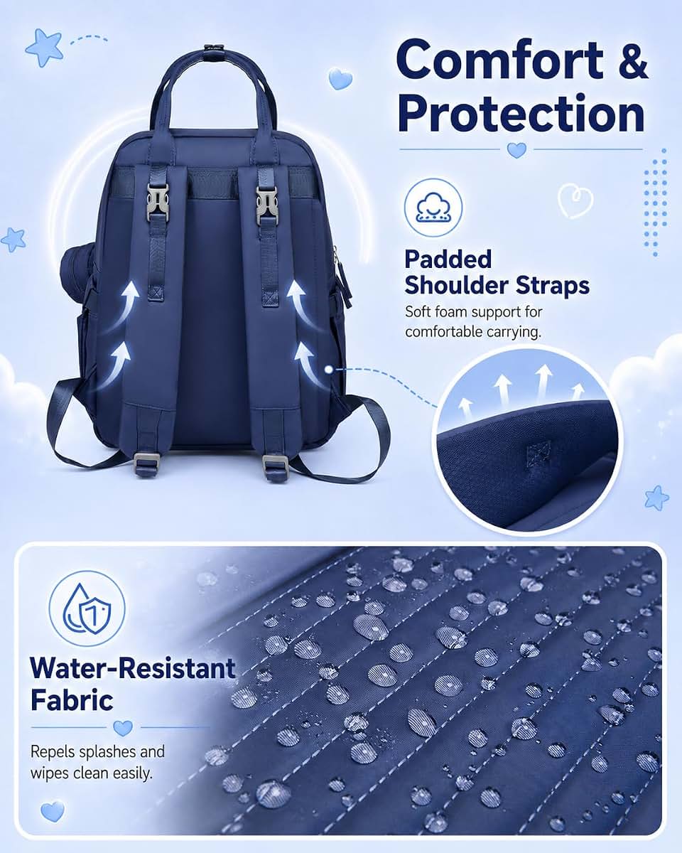 Siam Choice Water Resistant Unisex Diaper Bag Backpack with Changing Pad (photo 3)