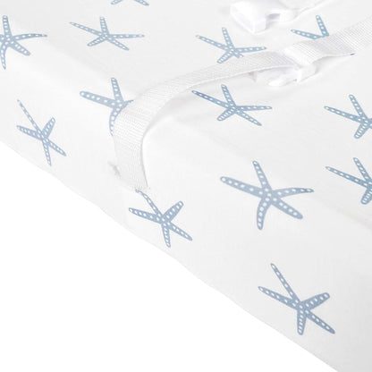 Lush Decor Baby Seaside Starfish Organic Cotton 2 Pack Changing Pad Cover, Blue (photo 4)