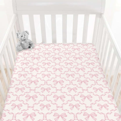 Cstdyfrv Pink Ribbon Bows Fitted Crib Sheet for Standard Crib Mattress (photo 2)