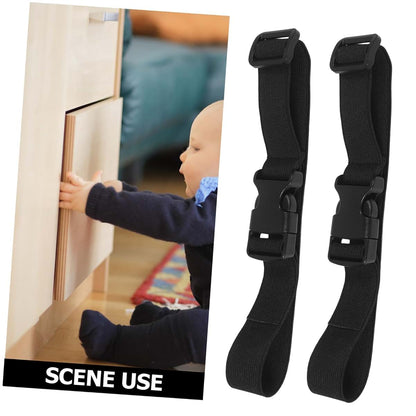 Kisangel 4-Piece Child-Proof Refrigerator Lock And Cabinet Safety Strap, Black Nylon