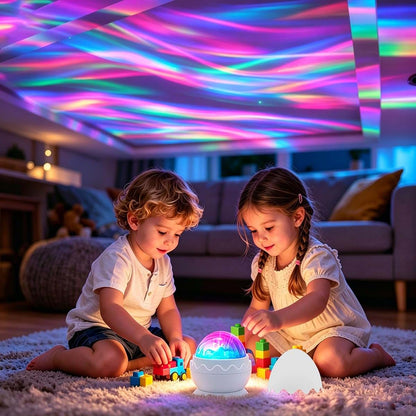 kismee Northern Lights Projector Galaxy Aurora 8 Effects with Night Light Egg Cover White