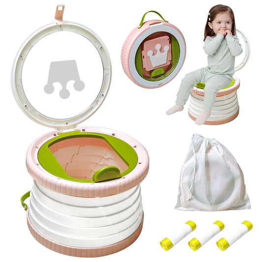 Yszawmx Portable Potty Chair for Toddlers, Travel Potty with Splash Guard, White-Pink