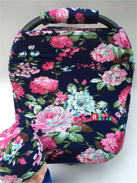 Rosy Kids Stretchy Infant Car Seat Canopy Cover, Jersey Car Seat Cover Elastic Nursing Scarf Privacy Cover with