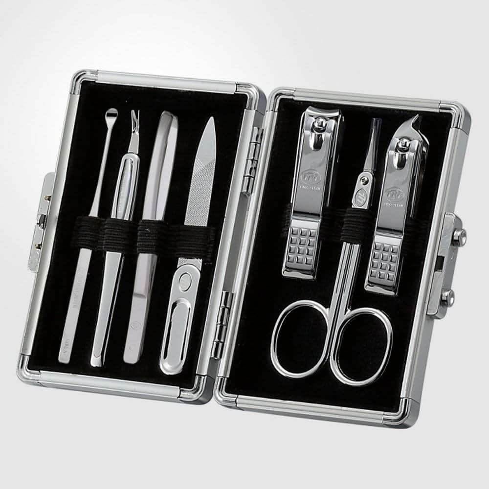 Three Seven (777) 7-Piece Manicure and Pedicure Grooming Kit in Silver