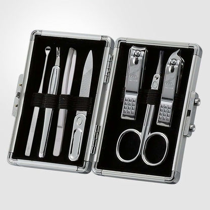 Three Seven (777) 7-Piece Manicure and Pedicure Grooming Kit in Silver