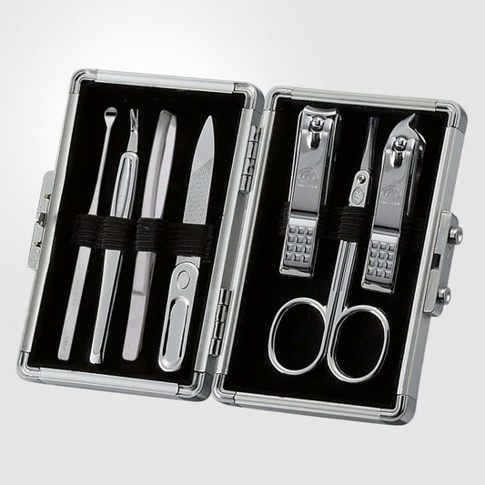 Three Seven (777) 7-Piece Manicure and Pedicure Grooming Kit in Silver