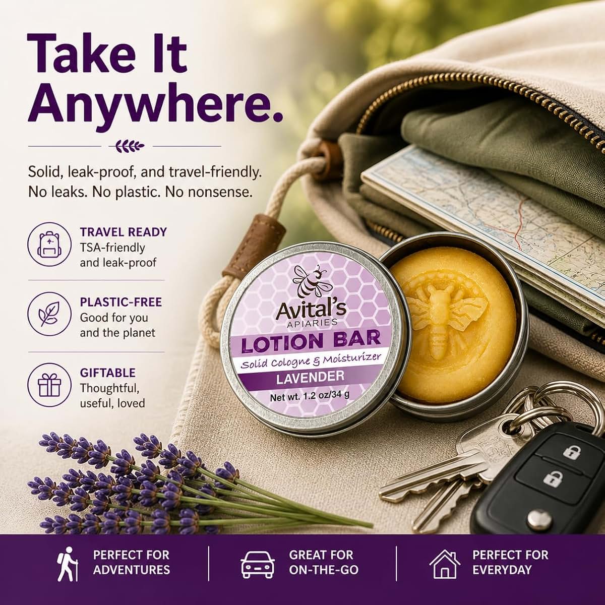 Avital's Apiaries Lavender Lotion Bar For Dry Skin (photo 2)