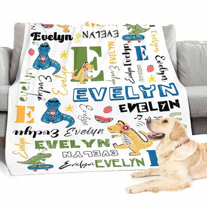VIPOPSA Personalized Baby Blankets for Girls Personalized Blanket Gift for Daughter Dinosaur Blanket Congratulations (photo 2)