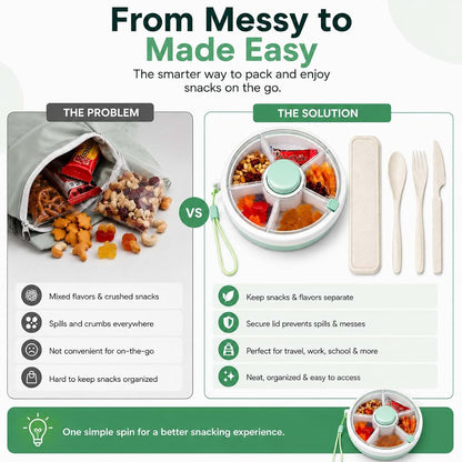 Mex.Star Snackspin Portable 5-Compartment Snack Container With Cutlery Set (photo 4)