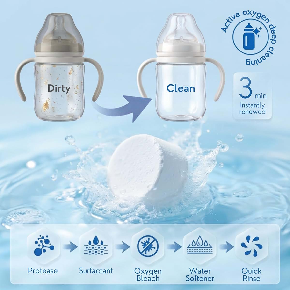 tawkal Official Detergent Tablets 132 Count Universal Fit for Baby Bottle Washers Removes Milk Residue Grease Limescale (photo 2)