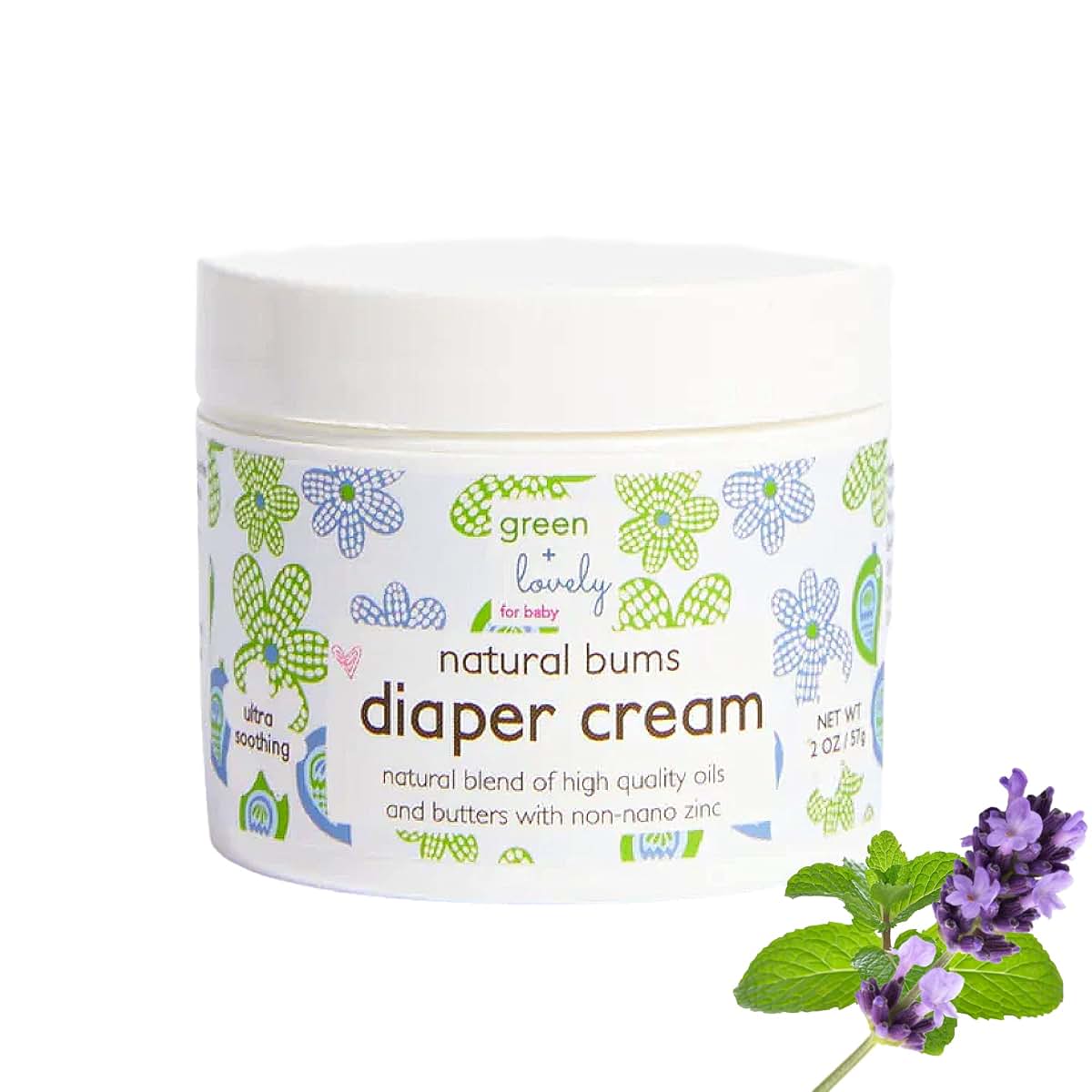 Green + Lovely Natural Bums Diaper Rash Cream With Organic Shea And Coconut