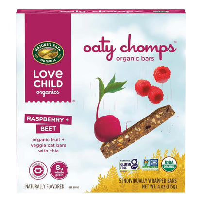 Love Child Organics Oaty Chomps Raspberry + Beet Bars, 4 oz, Pack of 8
