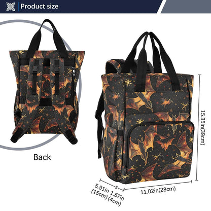 Senya Diaper Bag Backpack, Bat Stars Halloween Multifunction Travel Bag