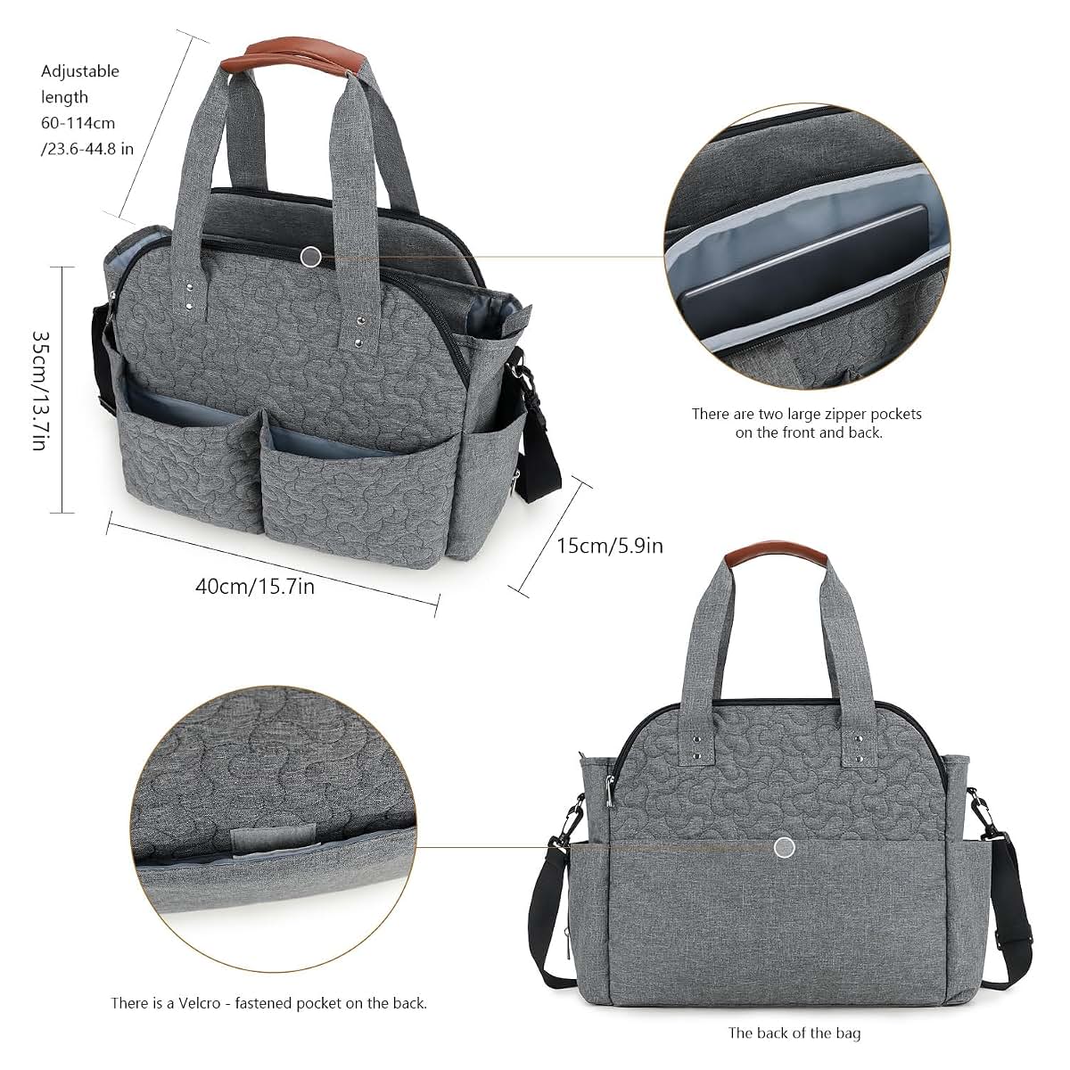 Meyteilay Diaper Bag Tote With Changing Pad And Stroller Hooks (photo 2)