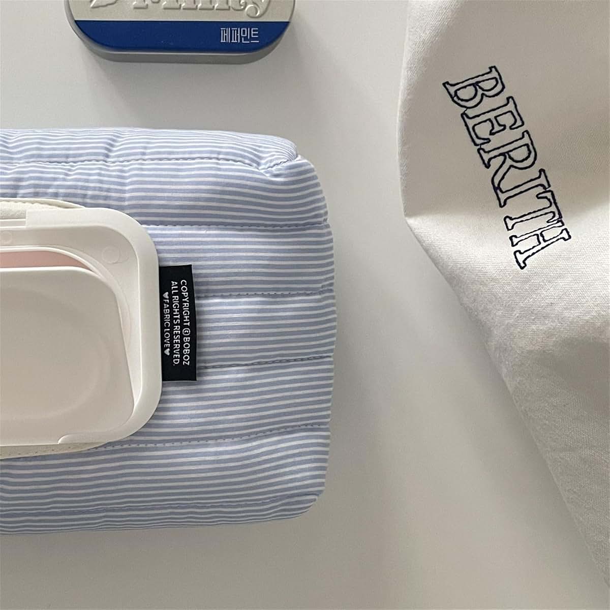 RSHuiOUXX Quilted Stripe Polyester Wipes Sleeve With Snapped Lid (photo 4)