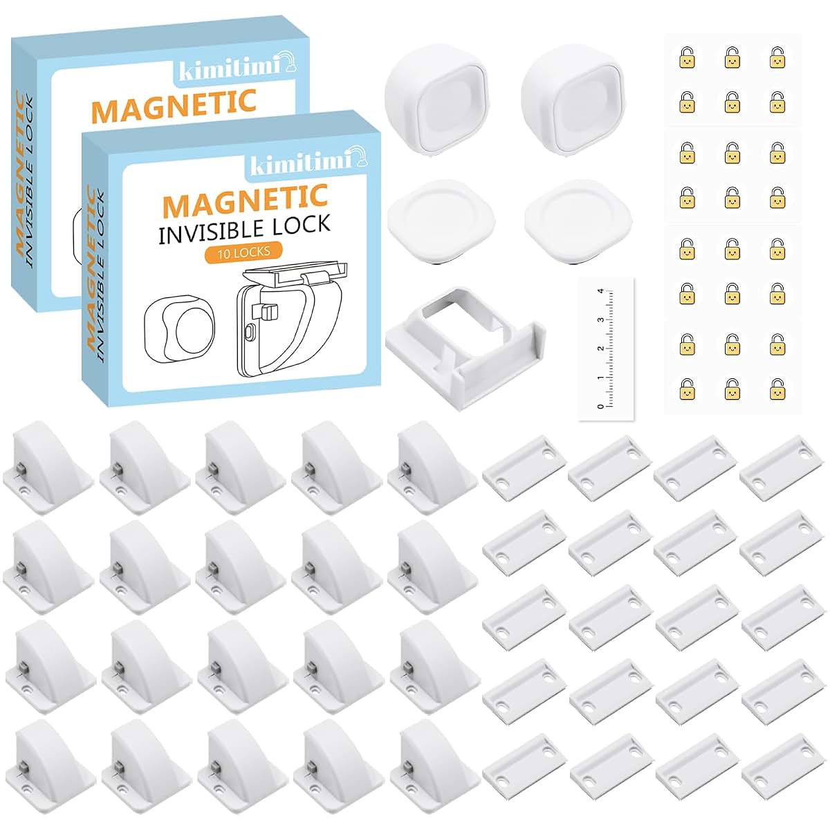 Kimitimi 20 Pack Magnetic Cabinet Locks Baby Proofing Child Safety