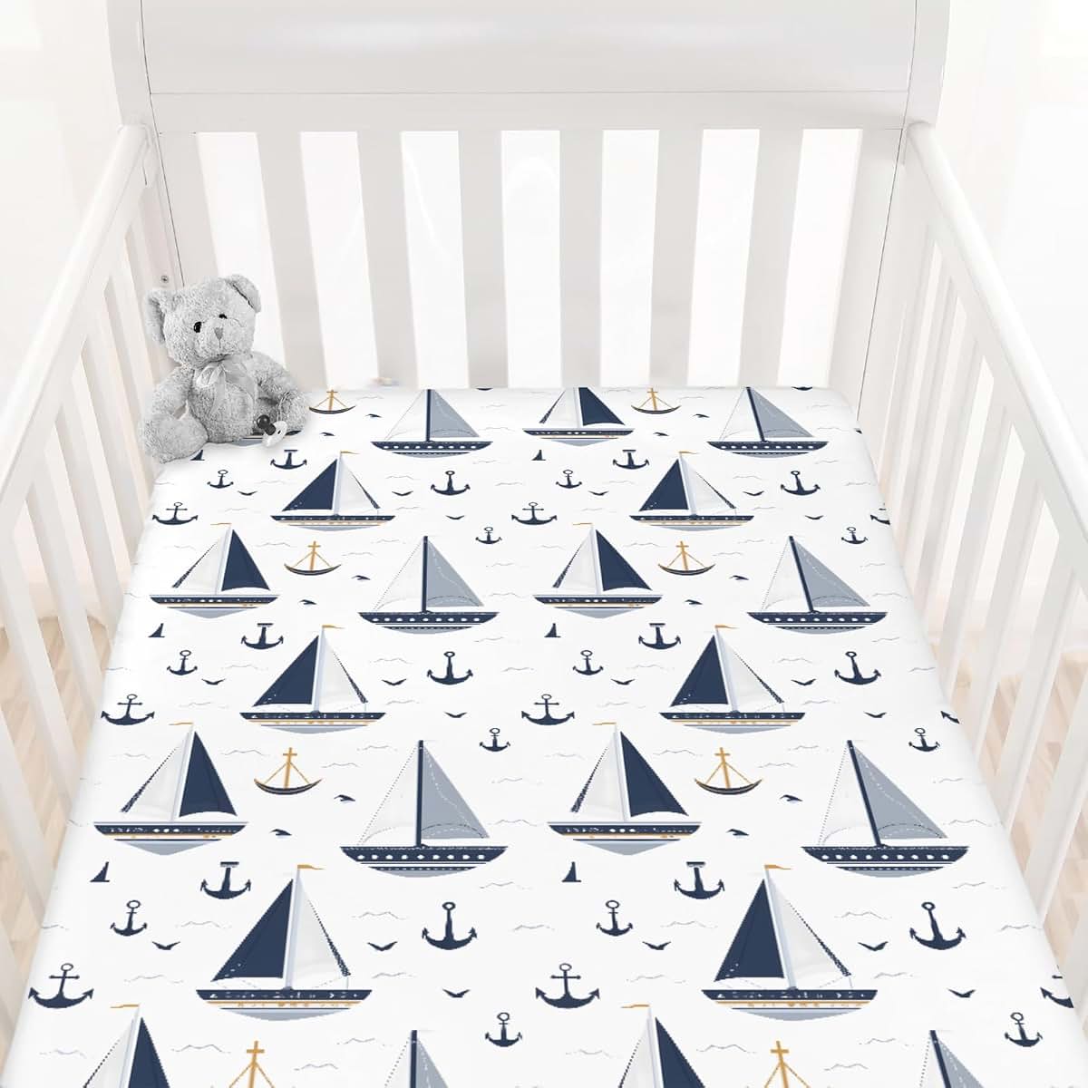 Cstdyfrv Vintage Boats Anchors Fitted Crib Sheet (photo 2)