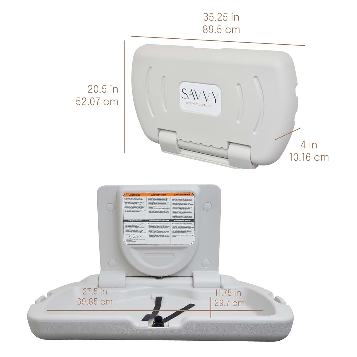 SVYP SlimFold Commercial Baby Changing Station, Wall-Mounted, White Granite