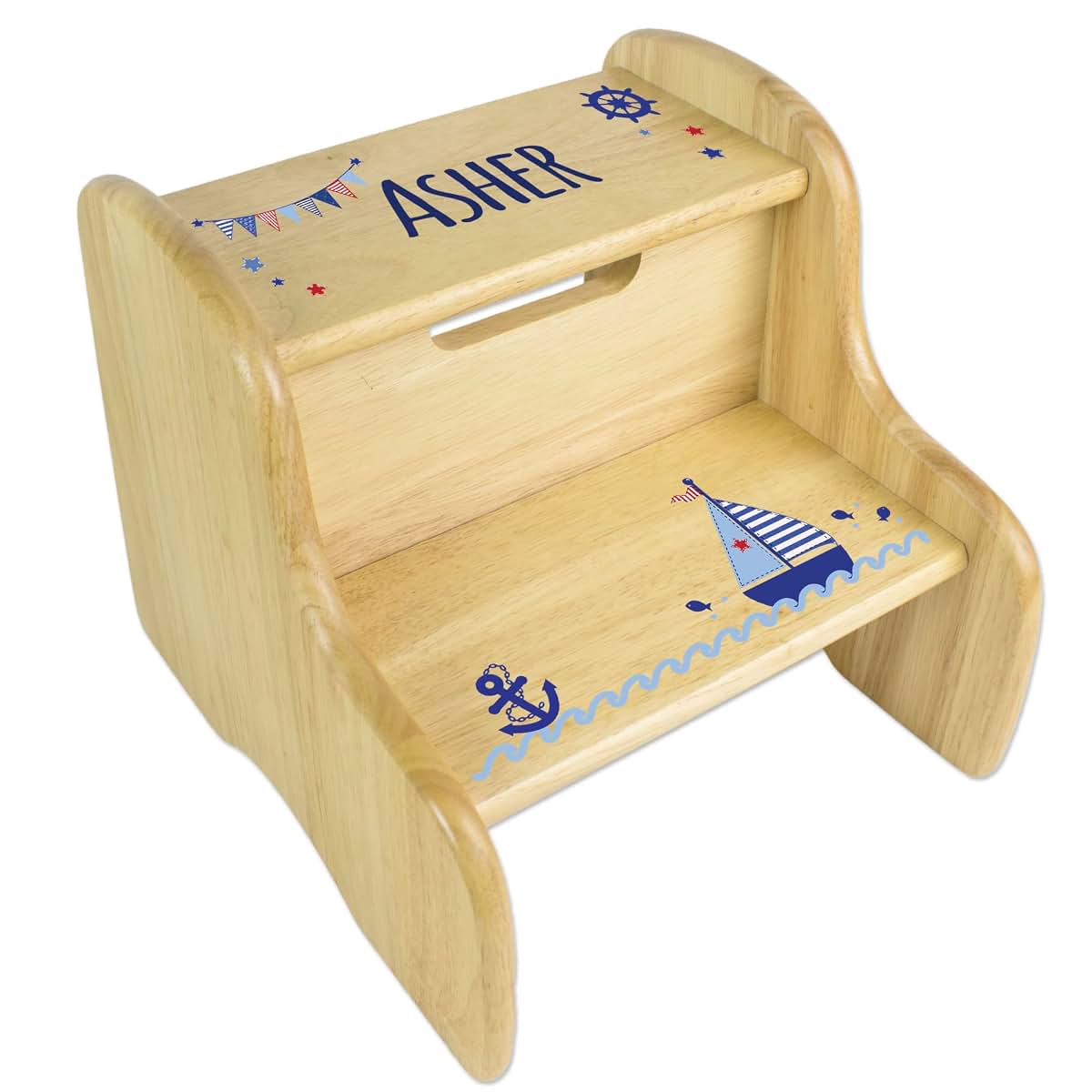 My Bambino Personalized Kids Step Stool - Nautical Sailboat