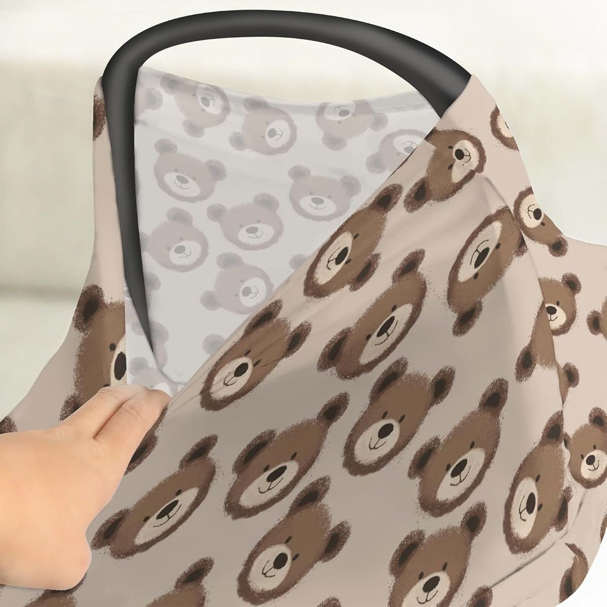 Boho Bears Car Seat Canopy Cover for Baby: Stretchy Nursing Accessory