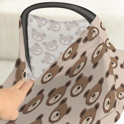 Boho Bears Car Seat Canopy Cover for Baby: Stretchy Nursing Accessory