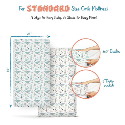 Threadmill 100% Organic Cotton Fitted Crib Sheets, 2 Pack