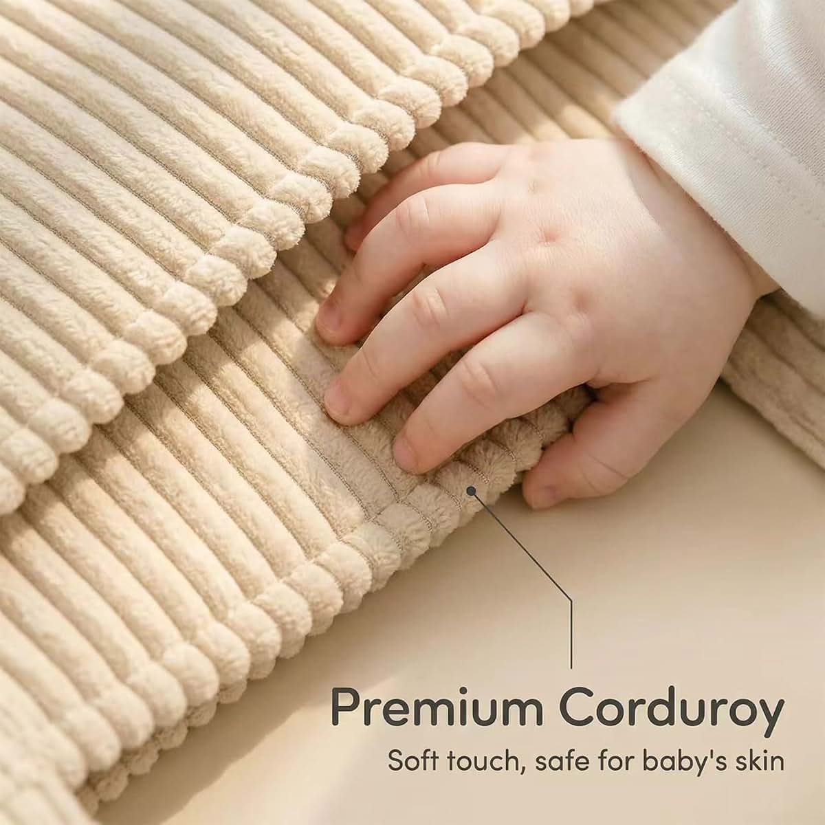 SVNR Baby Diaper Caddy Organizer - Corduroy Cream with Removable Dividers, 14x9x7 Inch