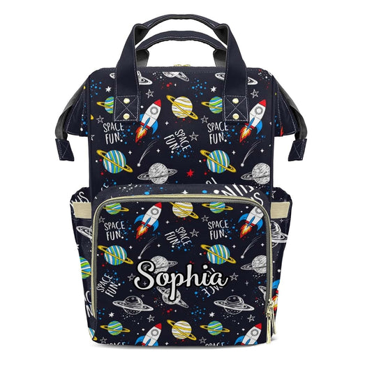 Joyestore Personalized Space Planet Fun Custom Mom Bag with Name,Dad and Mom Diaper Backpack Waterproof Baby Shower for