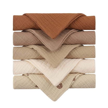 Xegzlh Cotton Gauze Baby Towel Set, 5 Piece Square Washcloths