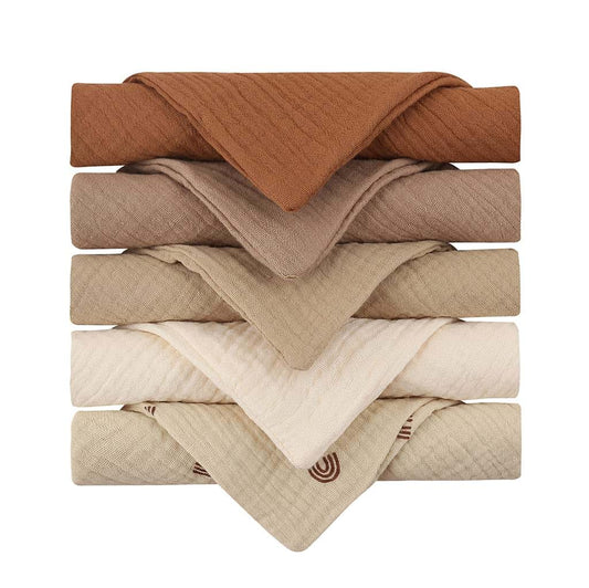 HYROOY 5 Pcs Towel Baby Face Cloth Baby Bath Towel Handkerchief Cotton Burp Cloth Soft Absorbent Gauze Kindergarten