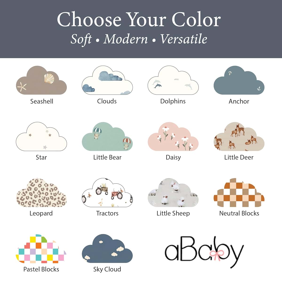 Ababy.com Custom Size Baby Fitted Sheet in Sky Cloud Print