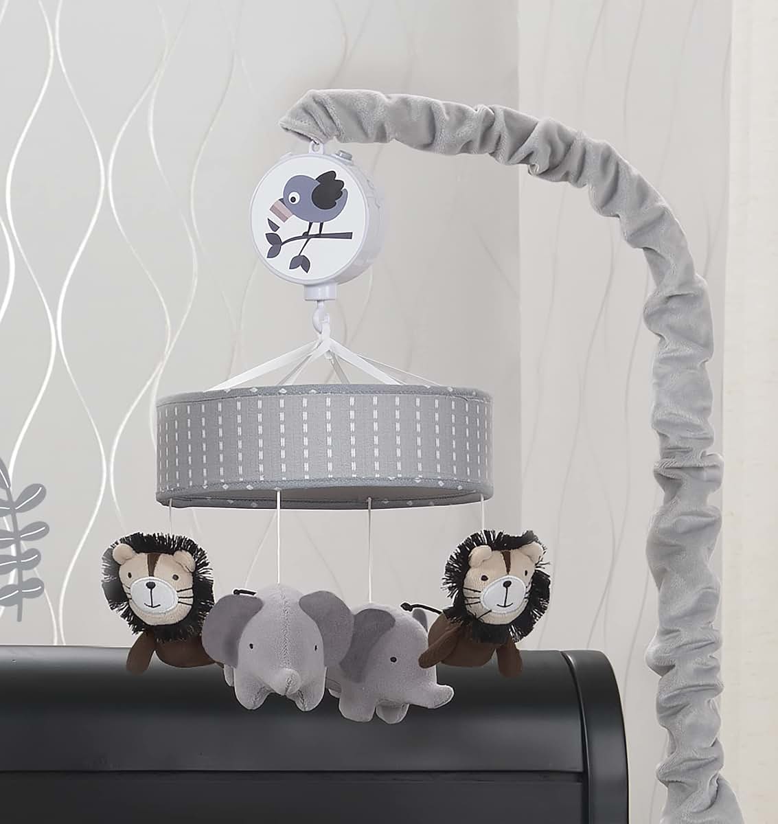 Lambs & Ivy Urban Jungle Lion and Elephant Musical Baby Crib Mobile